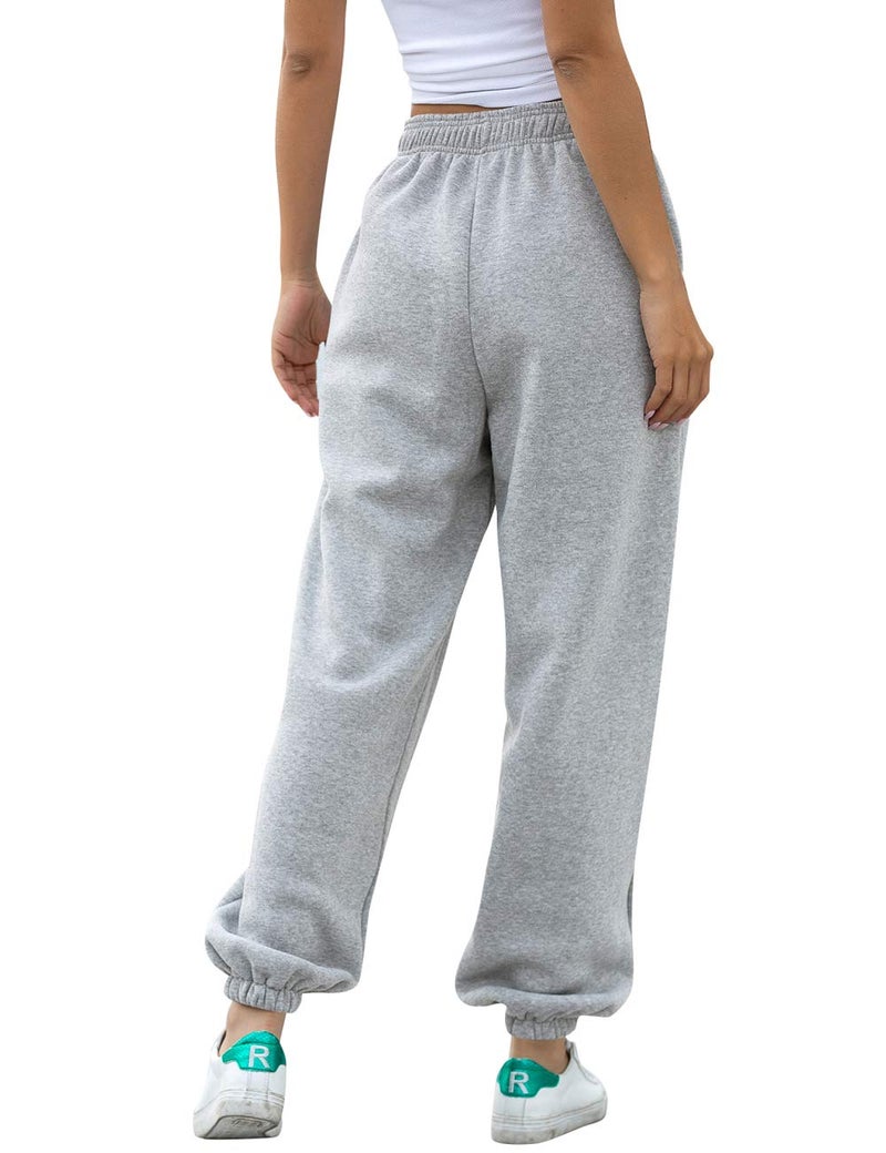 HeSaYep Women's High Waisted Sweatpants Workout Active Joggers Pants Baggy Lounge Bottoms,Grey L - Image 2